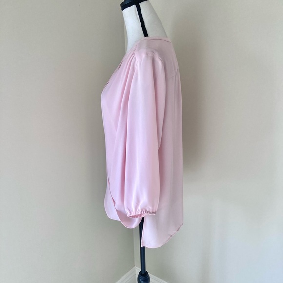 J. Jill Wearever Pale Pink Split V-Neck Drape Front Blouse Size M - Picture 5 of 10